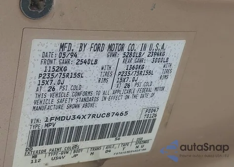 1994 Ford Explorer z USA, uszkodzony, nr VIN 1FMDU34X7RUC87465